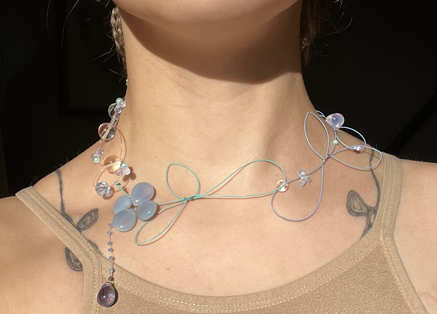 aqua shimmerSphere necklace