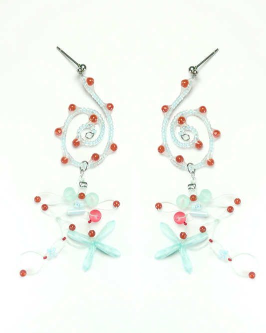 Dot gem spiral earrings