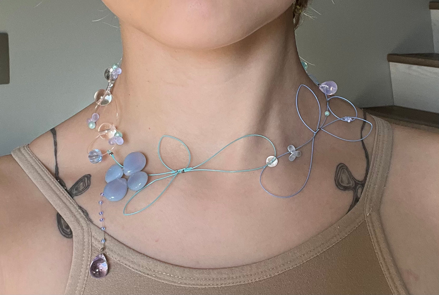 aqua shimmerSphere necklace